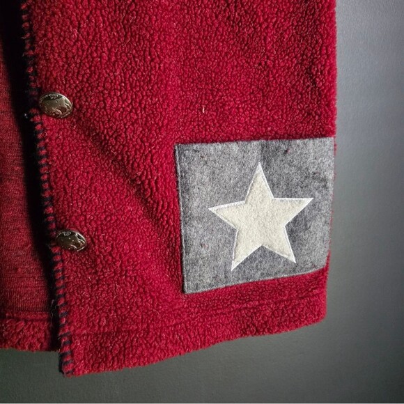 Vtg USA Flag Deep Red Thick Cardigan Sweater Button Women’s XL Hand Embroidered - Picture 5 of 13